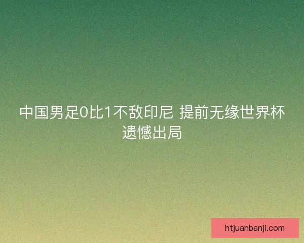中国男足0比1不敌印尼 提前无缘世界杯遗憾出局 中国男足0比1不敌印尼 提前无缘世界杯遗憾出局