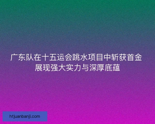 广东队在十五运会跳水项目中斩获首金 展现强大实力与深厚底蕴